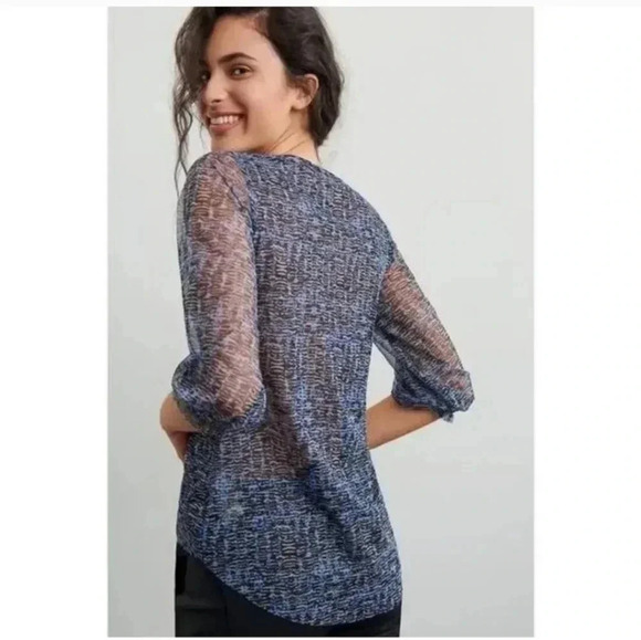 Anthropologie Gretchen Smocked Tunic Silhouette Semi Sheer Pullover Top(S) - Picture 6 of 10